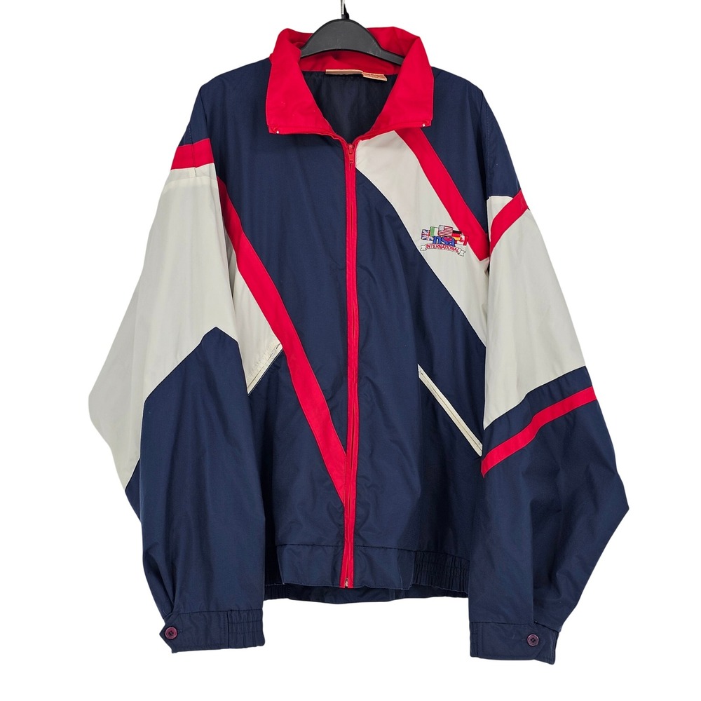 Vintage 90s Antigua NSA International Colorblock Windbreaker Jacket XXL USA Flag